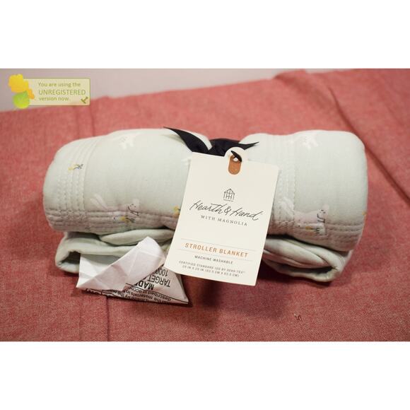 Hearth & Hand with Magnolia Meadow Bunny Quilted 25x25" Baby Stroller Blanket - Picture 3 of 6